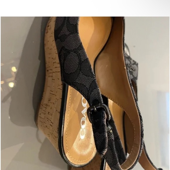 Coach Black Patterned Open-Toe Heels - Picture 4 of 6